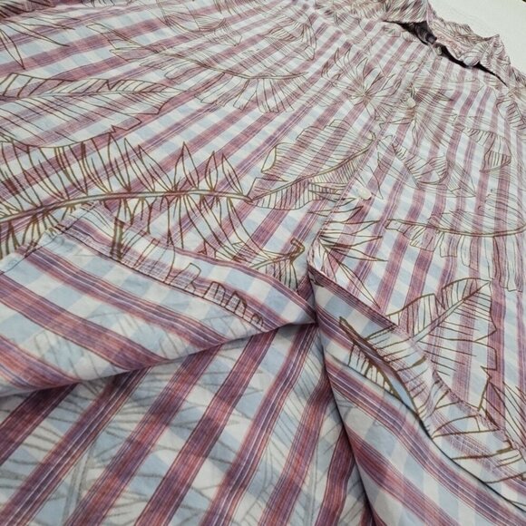 Tasso Elba Short Sleeve Shirt Men's XXL Blue Red Hawaiian Tropical Print EUC LN - Picture 3 of 16